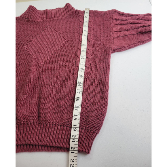 Vtg Outback Red Pink Mock Neck Cable Knit Preppy Sweater Women's Medium oversize - Picture 4 of 8